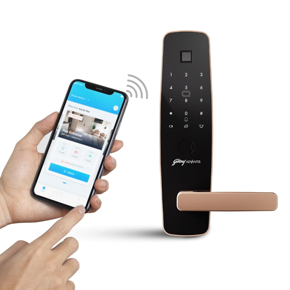 Godrej Smart Lock | Made in India Digital Lock for Main Door I Advanced & Highly Secure|9 in 1 Access|NFC,Smart Watch,BLE Remote,Wi-Fi,Fingerprint | Rose Gold I 3Yr Warranty